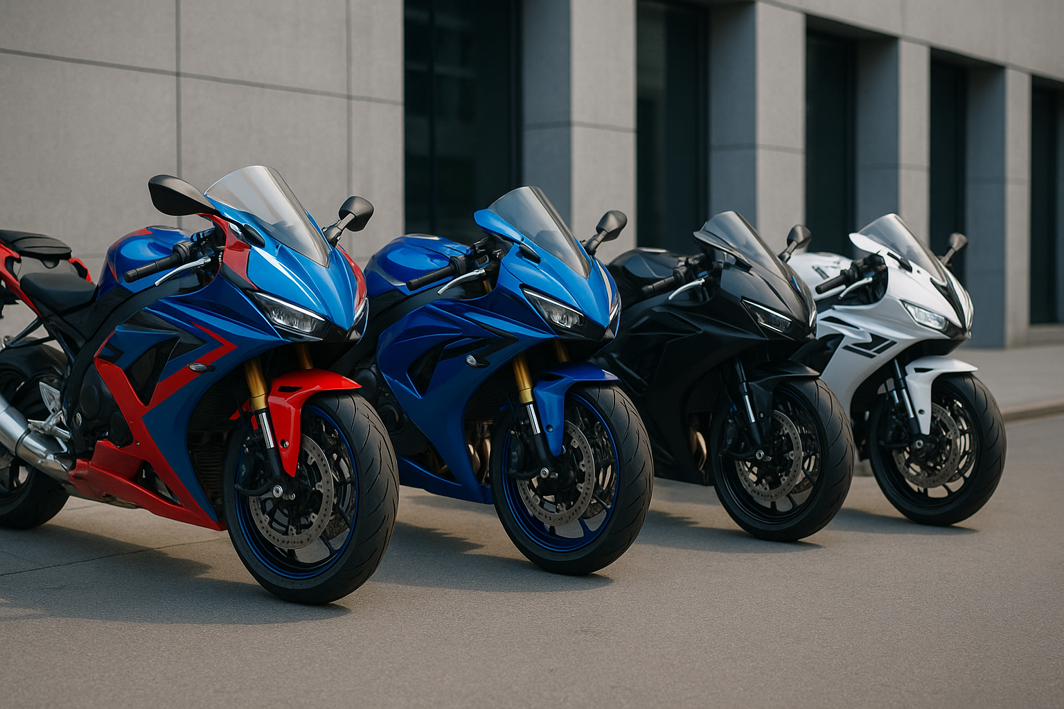 Group of sports bikes